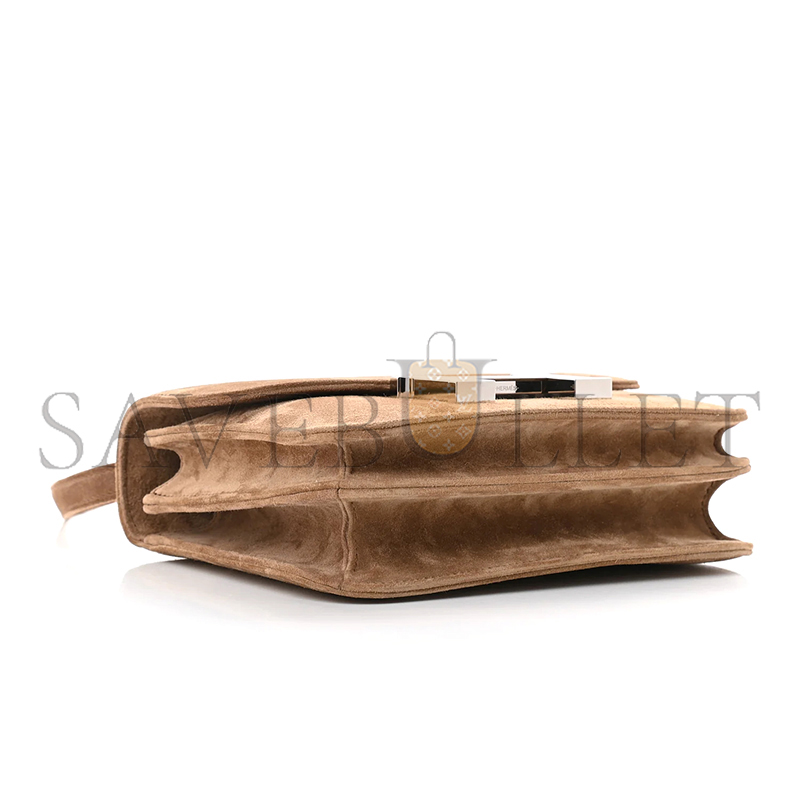 HERMES CONSTANCE 18 MARRON GLACE VEAU DOBLIS SUEDE PALLADIUM HARDWARE (18*15*4cm)